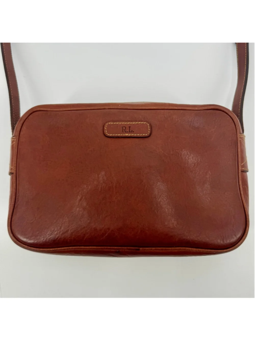 Vintage Archival Ralph Lauren Cognac Leather Crossbody Camera Bag Unisex